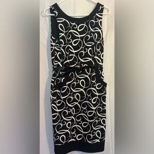 London Times Monochrome Patterned Dress